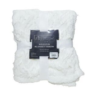 Wild Fur Throw Blanket Amy Miller Home Faux Fur 50x60, Bright White NWT